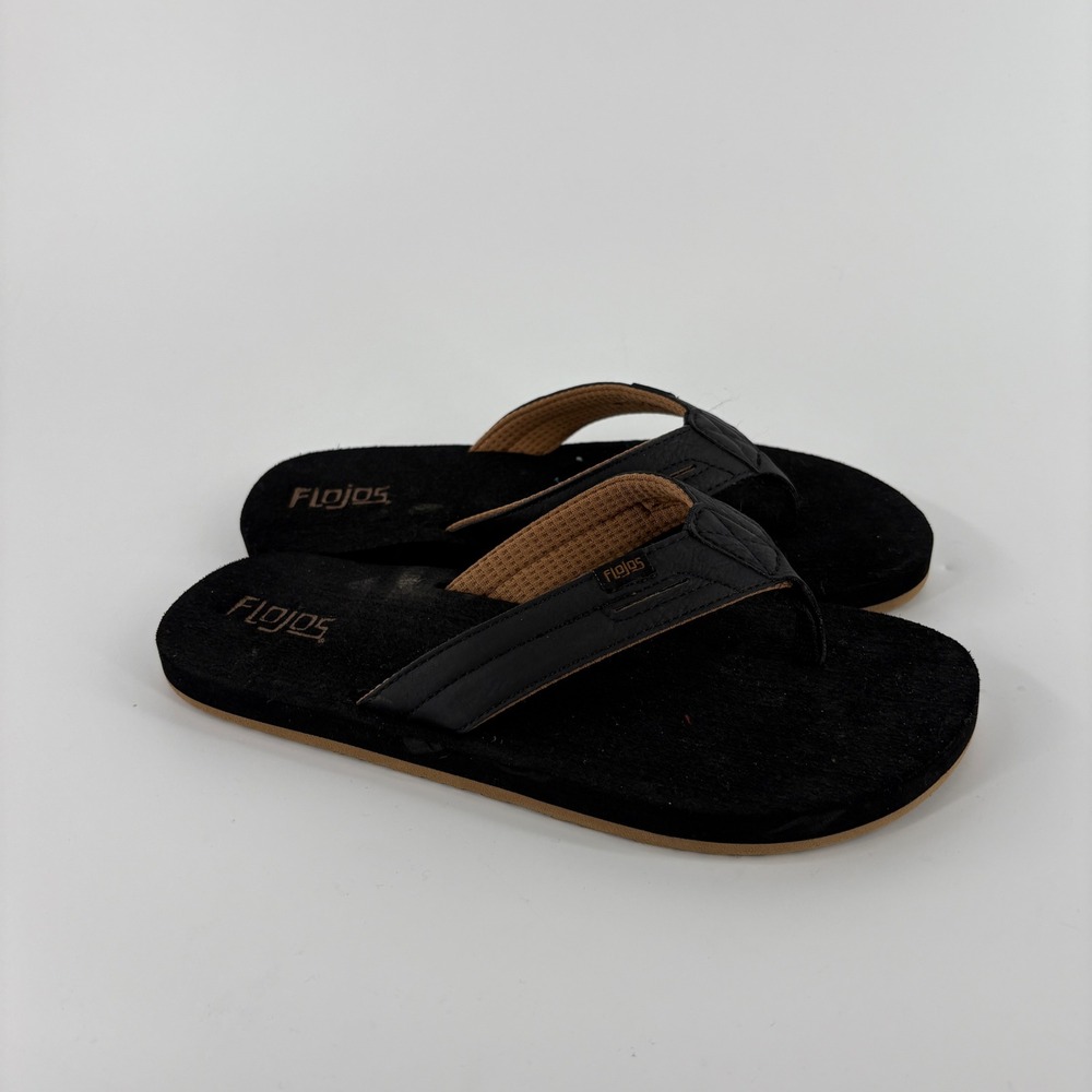 Flojos Black Suede Leather Flip Flop Sandals Women's‎ 7